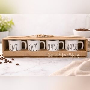 Rae Dunn HTF! Set of 4 Mugs ESPRESSO & CAFE